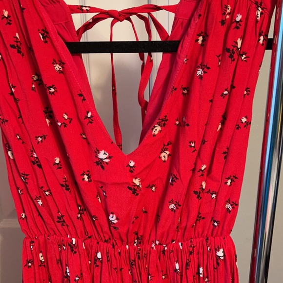 Madewell red dress with white flowers Sz xxs - Picture 2 of 4